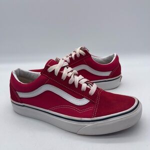 Vans Old Skool 751505 Women's Size 7.5 Skate‎ Shoes Red White Athletic Sneakers